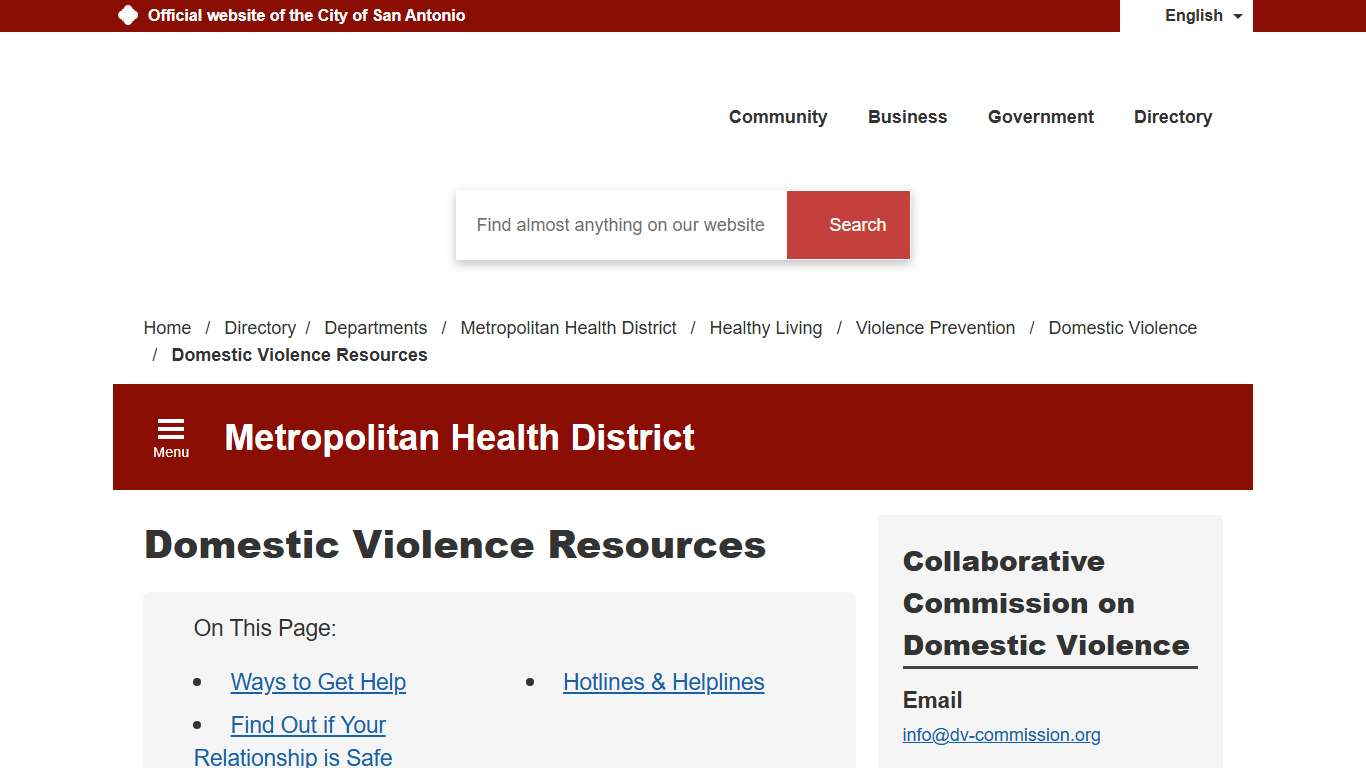 Domestic Violence Resources - City of San Antonio